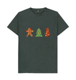 Dark Grey Mens Animal print Christmas T-shirt
