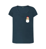 Denim Blue Ladies Santa Paws in my pocket Christmas T-shirt