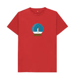 Red Mens Penguin snow globe Christmas T-shirt