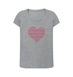 Athletic Grey Organic Ladies Scoop Neck Animal Footprint Heart T-shirt