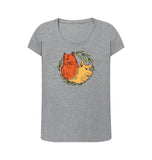 Athletic Grey Women's scoop neck Cat and Dog T-shirt