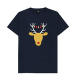Navy Blue Mens Reindeer Christmas T-shirt