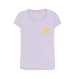 Violet Organic Ladies scoop neck Animal print heart T-shirt