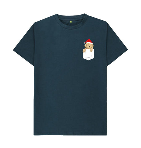 Denim Blue Mens Santa Paws in my pocket Christmas T-shirt