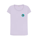 Violet Organic Ladies Scoop Neck Dog in Green Circle T-shirt