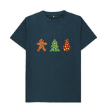 Denim Blue Mens Animal print Christmas T-shirt