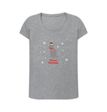 Athletic Grey Ladies Meowy Christmas T-shirt