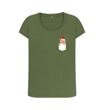 Khaki Ladies Santa Paws in my pocket Christmas T-shirt