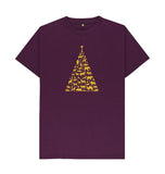 Purple Mens Animal Tree Christmas T-shirt