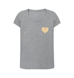 Athletic Grey Organic Ladies Scoop Neck Animal Print Heart T-shirt