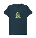 Denim Blue Mens Animal print Christmas tree T-shirt