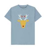 Stone Blue Mens Reindeer Christmas T-shirt