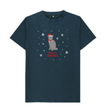 Denim Blue Mens Meowy Christmas T-shirt