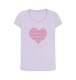 Violet Organic Ladies scoop neck Animal footprint heart T-shirt