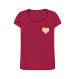 Cherry Organic Ladies Scoop Neck Animal Print Heart T-shirt