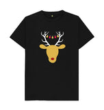 Black Mens Reindeer Christmas T-shirt