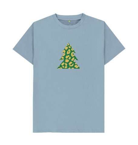 Stone Blue Mens Animal print Christmas tree T-shirt