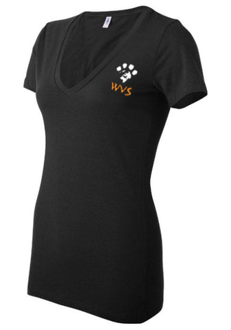 Ladies WVS Low v-neck T - Shirt in black