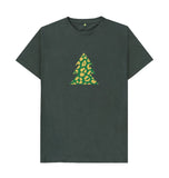 Dark Grey Mens Animal print Christmas tree T-shirt