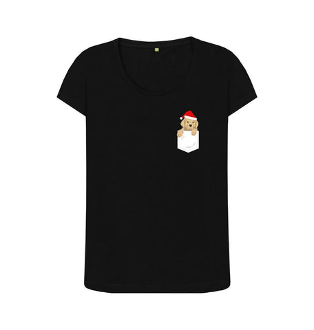 Black Ladies Santa Paws in my pocket Christmas T-shirt