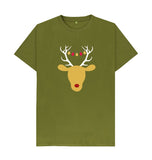 Moss Green Mens Reindeer Christmas T-shirt