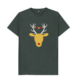 Dark Grey Mens Reindeer Christmas T-shirt