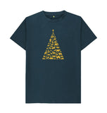 Denim Blue Mens Animal Tree Christmas T-shirt