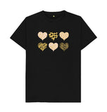 Black Organic Men's Animal Print Pink, Gold and Black Hearts T-shirt