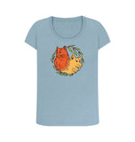 Stone Blue Women's scoop neck Cat and Dog T-shirt