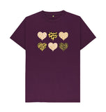 Purple Organic Men's Animal Print Pink, Gold and Black Hearts T-shirt