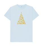 Sky Blue Mens Animal Tree Christmas T-shirt