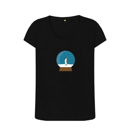 Black Ladies Penguin snow globe Christmas T-shirt