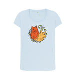 Sky Blue Women's scoop neck Cat and Dog T-shirt