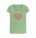 Sage Organic Ladies Scoop Neck Animal Footprint Heart T-shirt