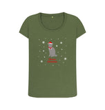Khaki Ladies Meowy Christmas T-shirt