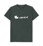 Dark Grey Mens Dogs pulling Santa's sleigh Christmas T-shirt