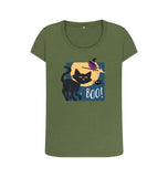 Khaki Organic Ladies Scoop Neck Halloween Cat T-shirt
