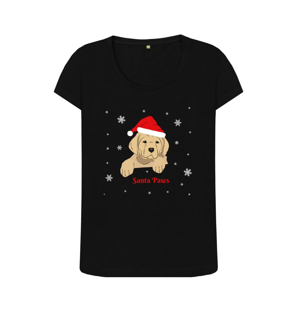 Black Ladies Santa Paws Christmas T-shirts