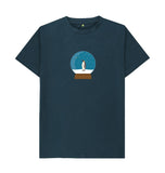 Denim Blue Mens Penguin snow globe Christmas T-shirt