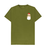 Moss Green Mens Santa Paws in my pocket Christmas T-shirt