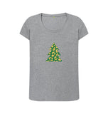Athletic Grey Ladies Animal print Christmas tree T-shirt