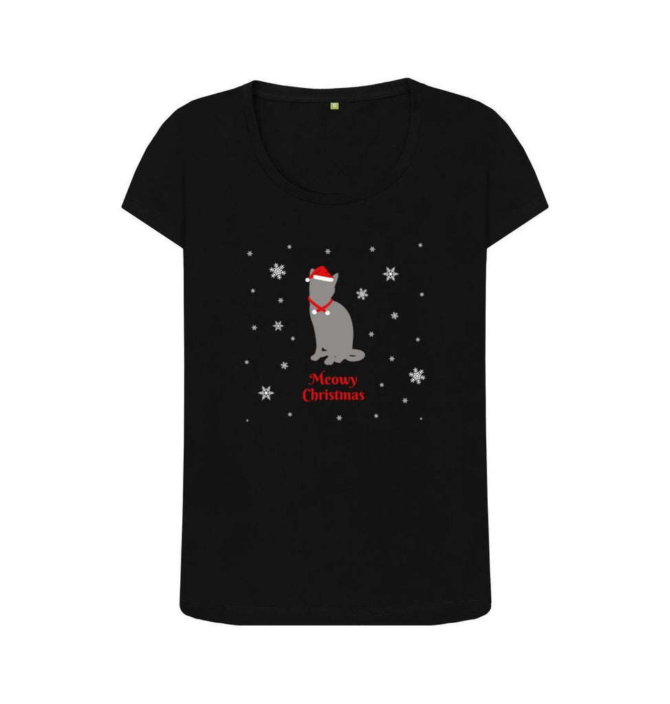 Black Ladies Meowy Christmas T-shirt