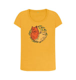 Mustard Women's scoop neck Cat and Dog T-shirt