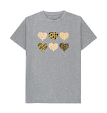 Athletic Grey Organic Men's Animal Print Pink, Gold and Black Hearts T-shirt
