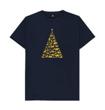 Navy Blue Mens Animal Tree Christmas T-shirt